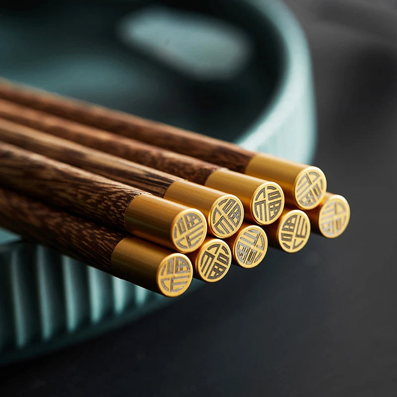 Chopsticks Wood Gold